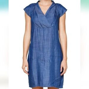 SUGAR+LIPS Chambray V Neck Cap Sleeve Midi Dress‎ Size Small
